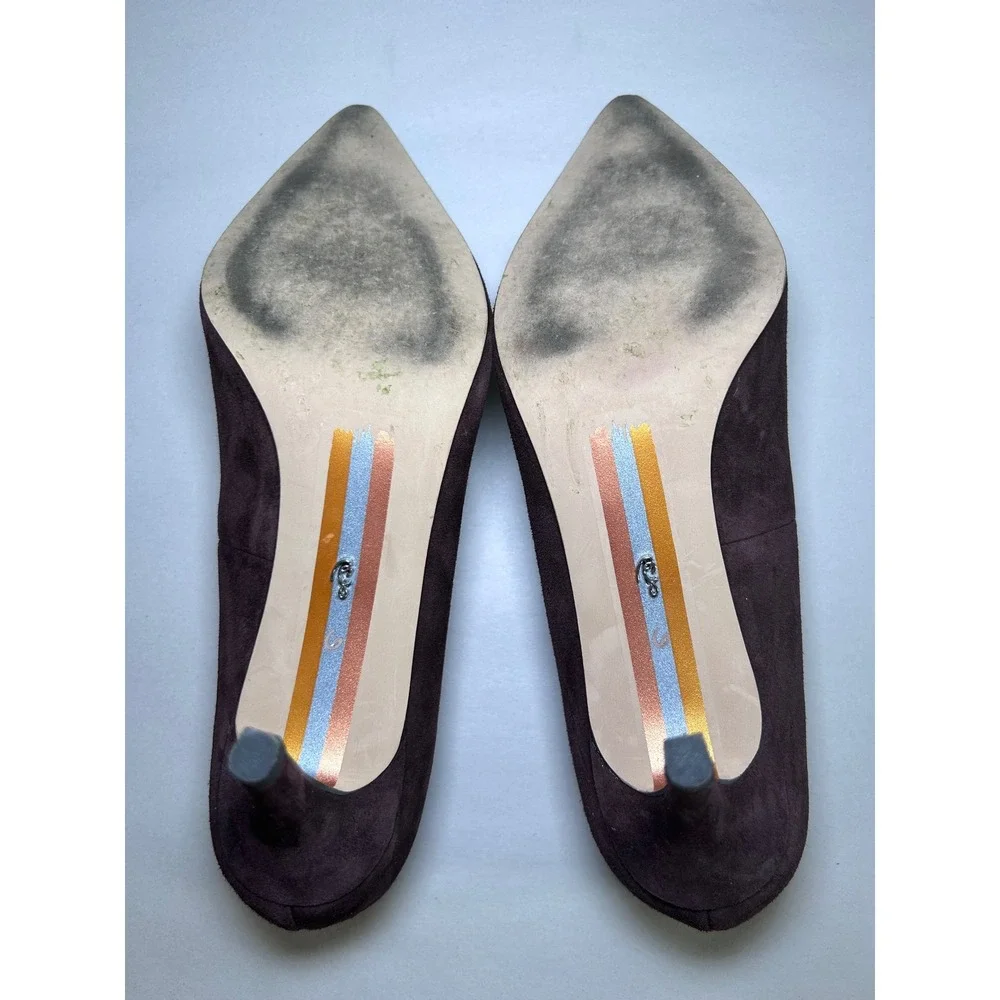 Sam Edelman Hazel Dark Purple Plum Suede Pointed Toe Stiletto Pumps Womens 6